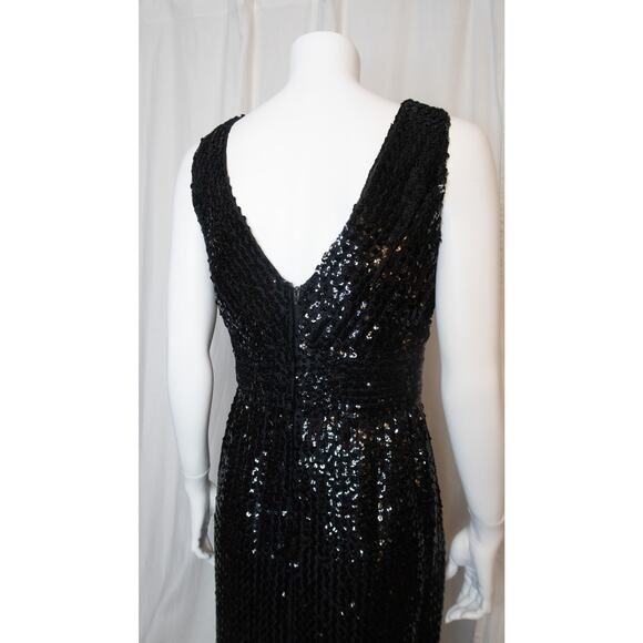 LILLIE RUBIN VINTAGE '60s Black Sequin Evening Gown SMALL - Picture 7 of 8